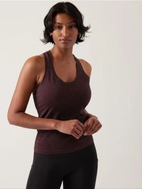 ATHLETA Momentum Seamless Racerback Tank Top Spiced Cabernet Sparkle Size L $65